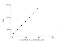 Standard Curve for Human CA9 (Carbonic Anhydrase IX) CLIA Kit - Elabscience E-CL-H0015