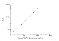 Standard Curve for Human TIMP-3 (Tissue Inhibitors of Metalloproteinase 3) CLIA Kit - Elabscience E-CL-H0939