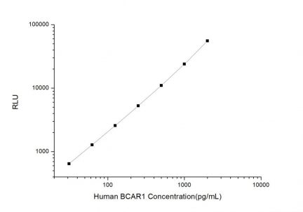 Standard Curve for Human BCAR1 (Breast Cancer Anti Estrogen Resistance 1) CLIA Kit - Elabscience E-CL-H1388