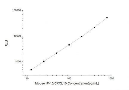 Standard Curve for Mouse IP-10/CXCL10 (Interferon Gamma Induced Protein 10kDa) CLIA Kit - Elabscience E-CL-M0020