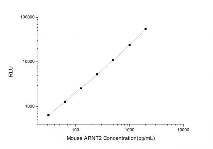 Standard Curve for Mouse ARNT2 (Aryl Hydrocarbon Receptor Nuclear Translocator 2) CLIA Kit - Elabscience E-CL-M0118