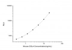 Standard Curve for Mouse COL4 (Collagen Type IV) CLIA Kit - Elabscience E-CL-M0214